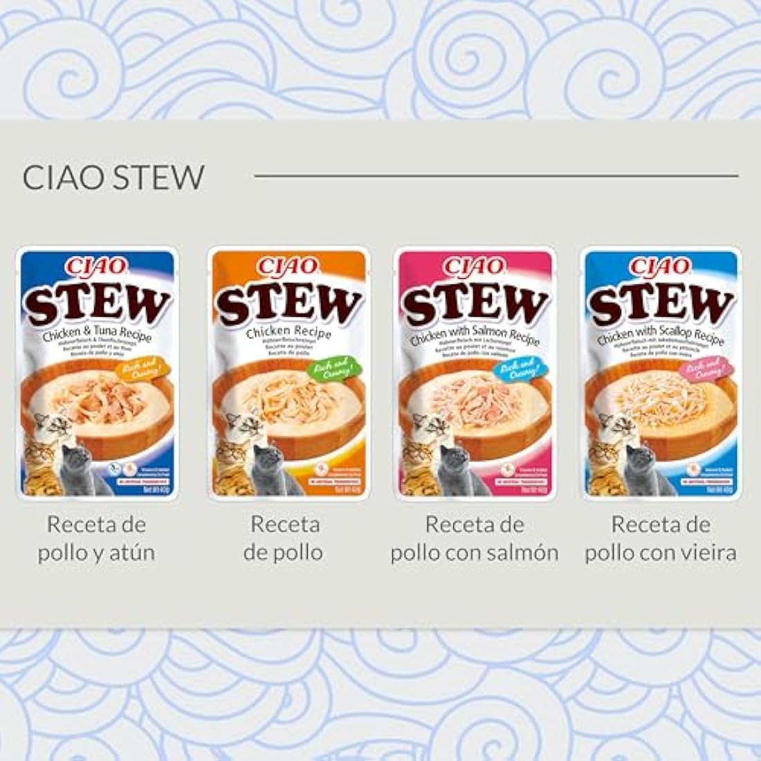 Ciao Stew by INABA Wet Cat Food - Chicken and Tuna - 12 Packs (480g total) / Moist Treat, Delicious & Healthy Snack, Food Topper, Side Dish, Complement, Natural, Grain Free, Wet Cat Food