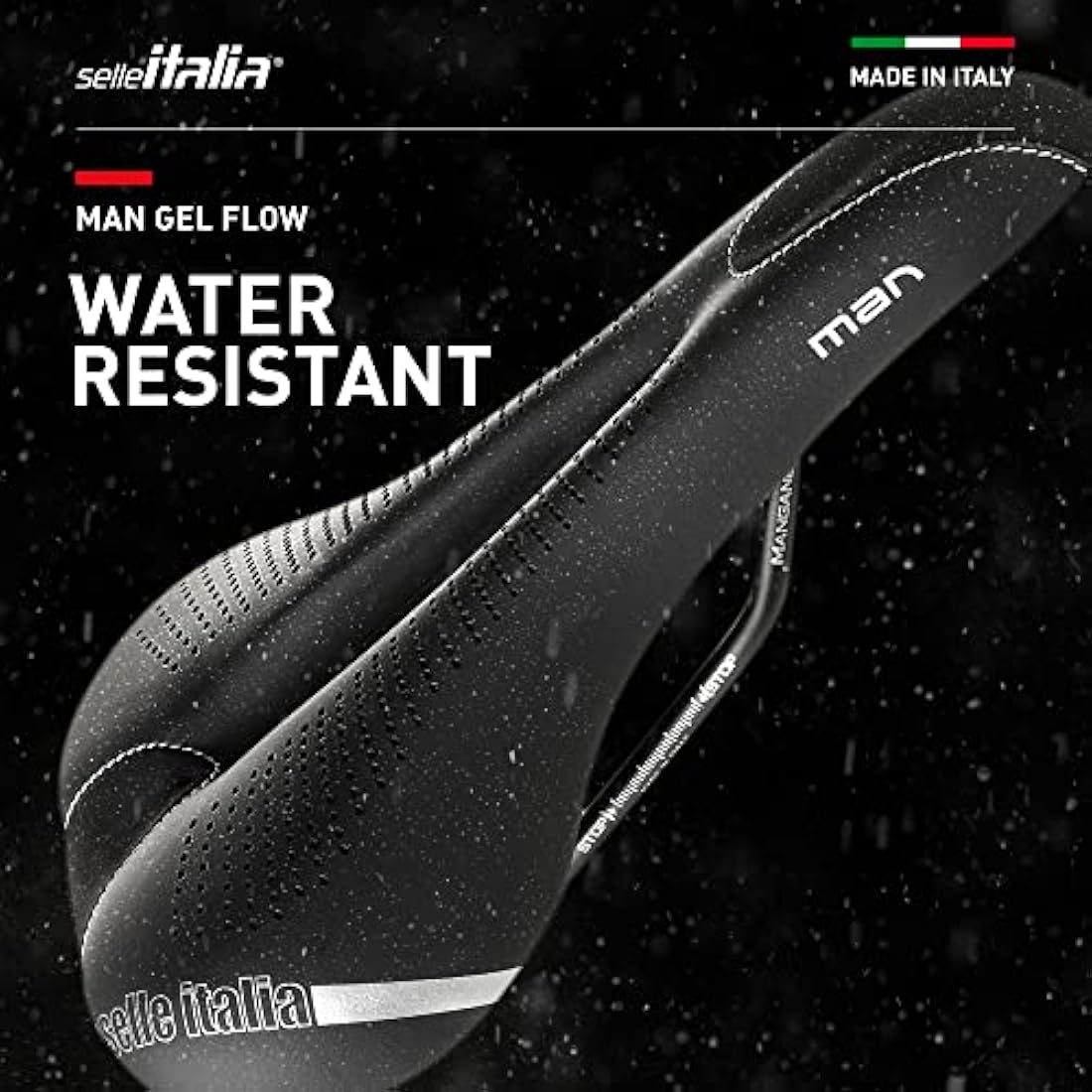 Selle Italia - Man Gel Flow Road Bike Saddle, Rail Manganese Tube Ø7, Road Saddle Gran Turismo Fiber-tek Comfort Gel, Shock Absorber