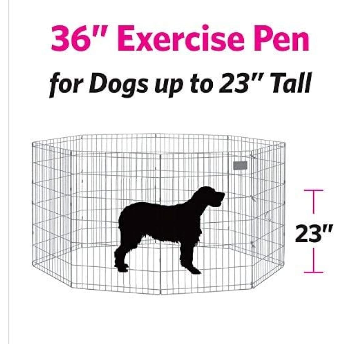UNDERDOG 8 Panel Playpen Suitable for Dogs/Puppies/Cats & Rabbits foldable ideal for Indoor/Outdoor use puppy play pen (91cm, Black)