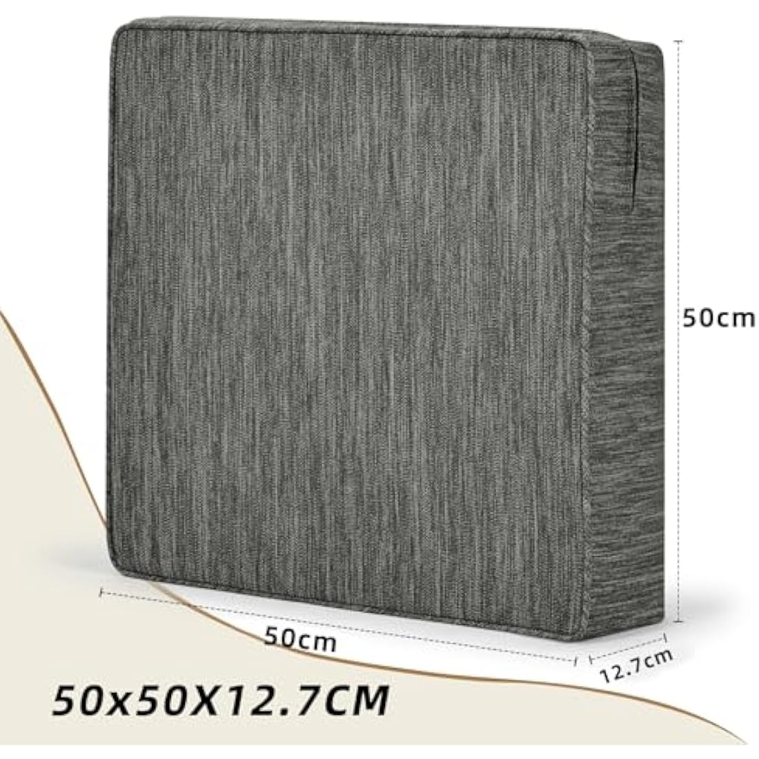 baibu Large Dual-Layer Memory Foam Chair Seat Cushion for Recliner, Couch, Armchair with Textured Washable Cover, Non-Slip Base for Tailbone Pain & Pressure Relief, 50x50x12.7cm -Grey