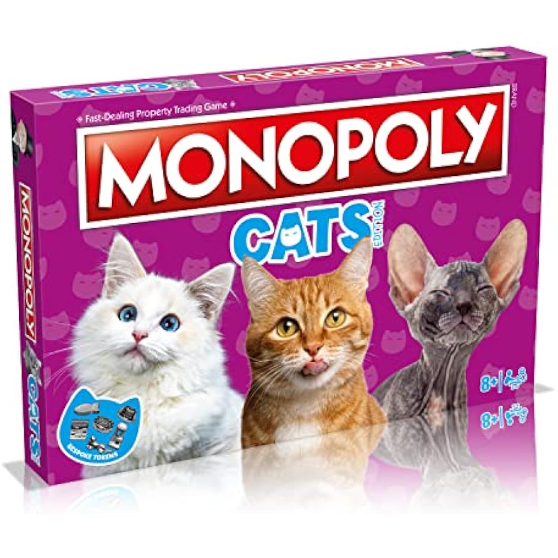 Winning Moves Cats Monopoly Board Game, Buy 22 of our cats favourite places to nap and trade your way to success, great gift for ages 8 plus, Pink