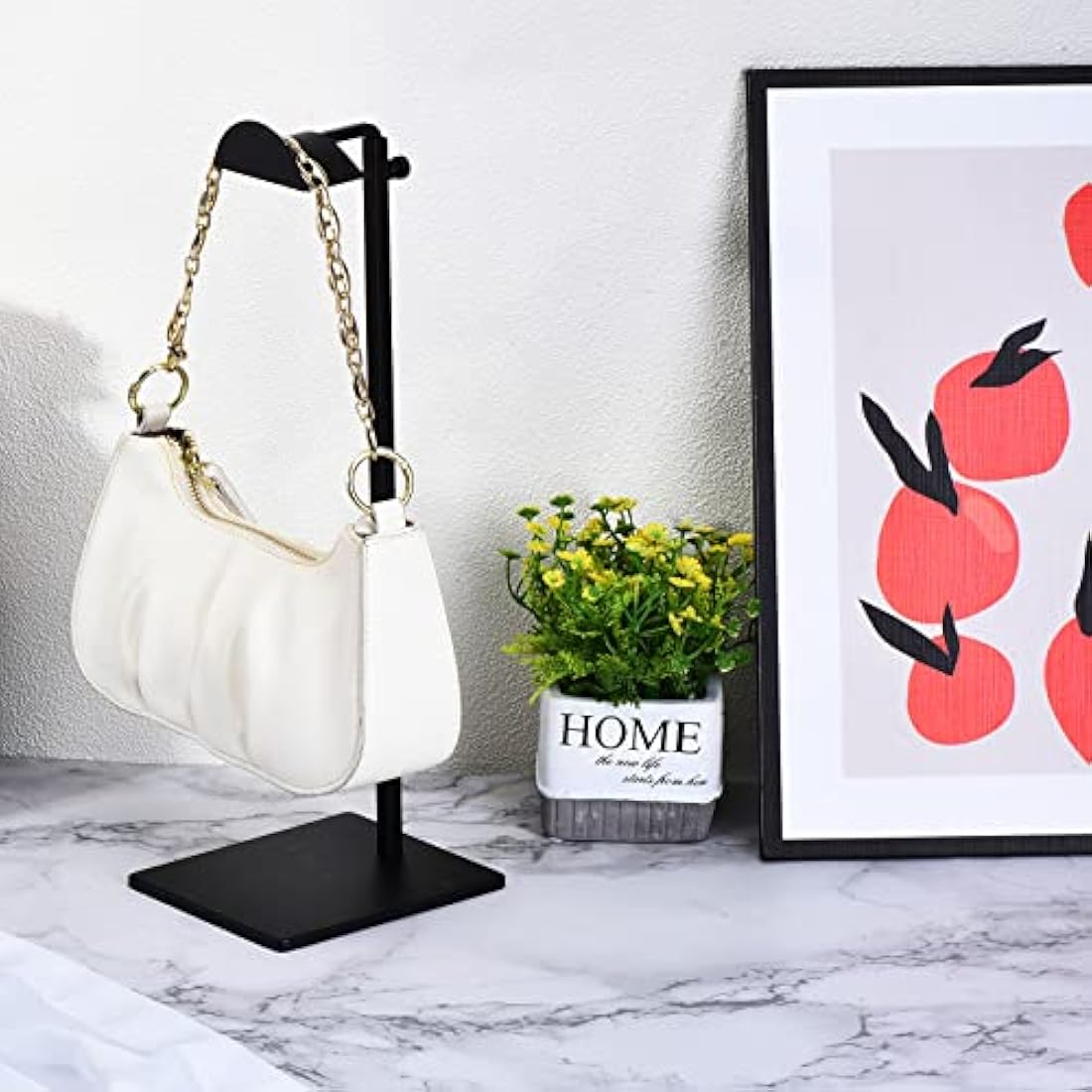 sourcing map Purse Display Stand Set 2 Pack Metal Adjustable Height Handbag Rack Single Hook Holder for Boutique Store - Black