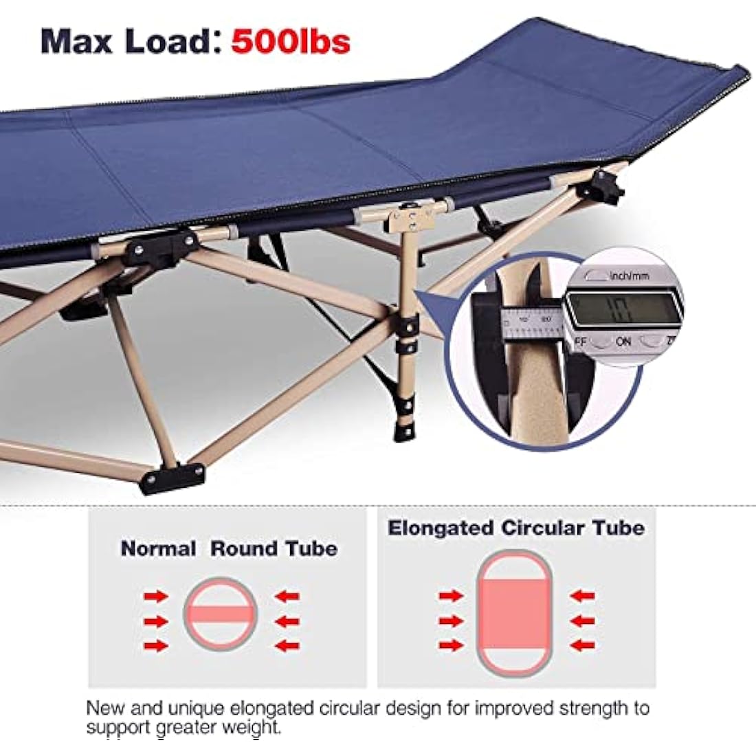 REDCAMP Folding Camping Beds for adults with Soft Mattress, Heavy Duty Sturdy 28" Extra Wide Camp Bed, Stronge Thicker Tubes Sleeping Cot Outdoor Travel Office