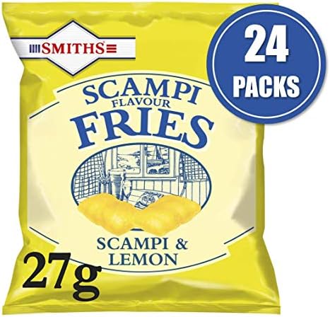 Smith's Savoury Selection Scampi & Lemon Fries 27g (Sheet of 24 Bags) - Scampi and Lemon Flavor Cereal Snack [Packaging may vary]