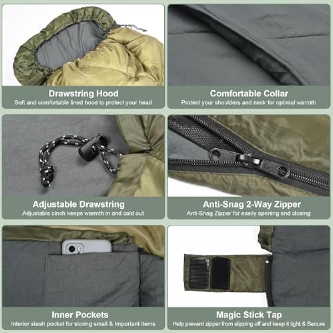 Mcota Sleeping Bag for Adults, Lightweight waterproof XL Sleeping Bag for Camping Backpacking or Hiking, Fit for Big and Tall Person Warm & Cold Weather Activities