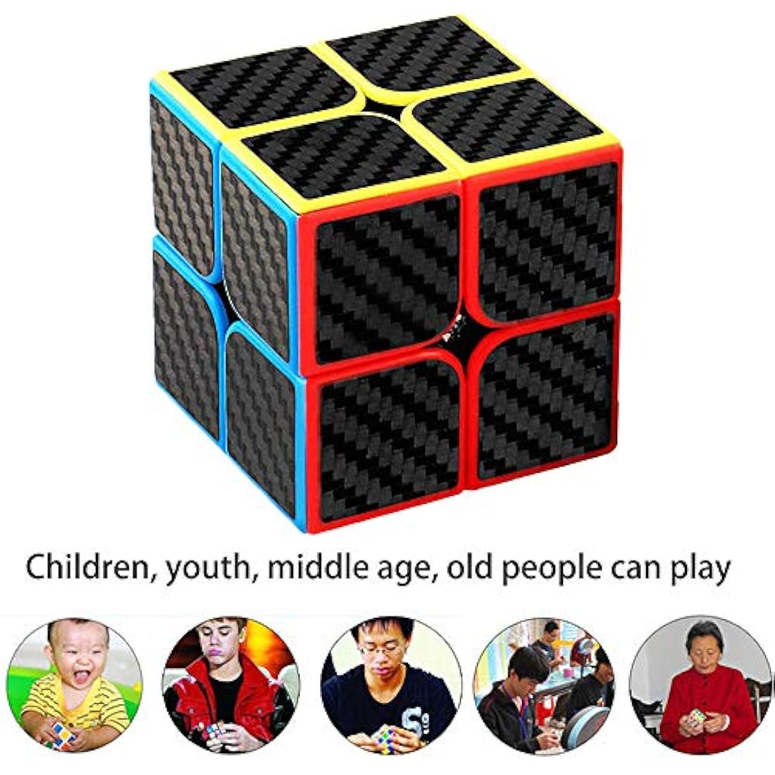 ROXENDA Speed Cube Set, 2X2 3X3 Speed Cube Original Fast Cube with Instruction (Carbon Fiber)