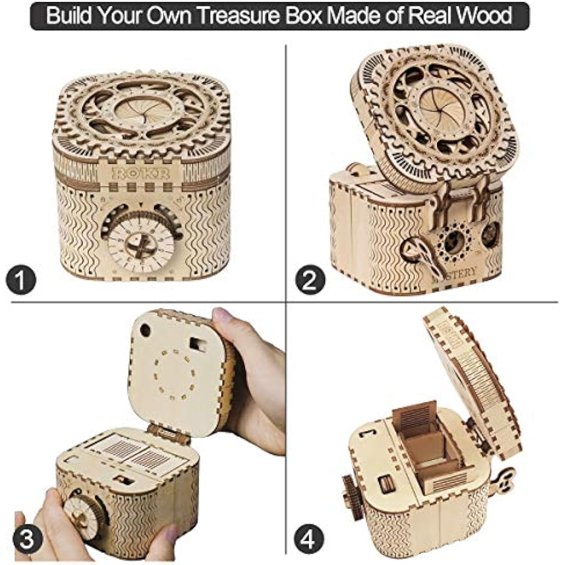 ROKR 3D Wooden Puzzle Treasure Box - Model Kits For Adult - Puzzle Box Model Building Kits - Christmas Birthday Gifts For Teens and Adults