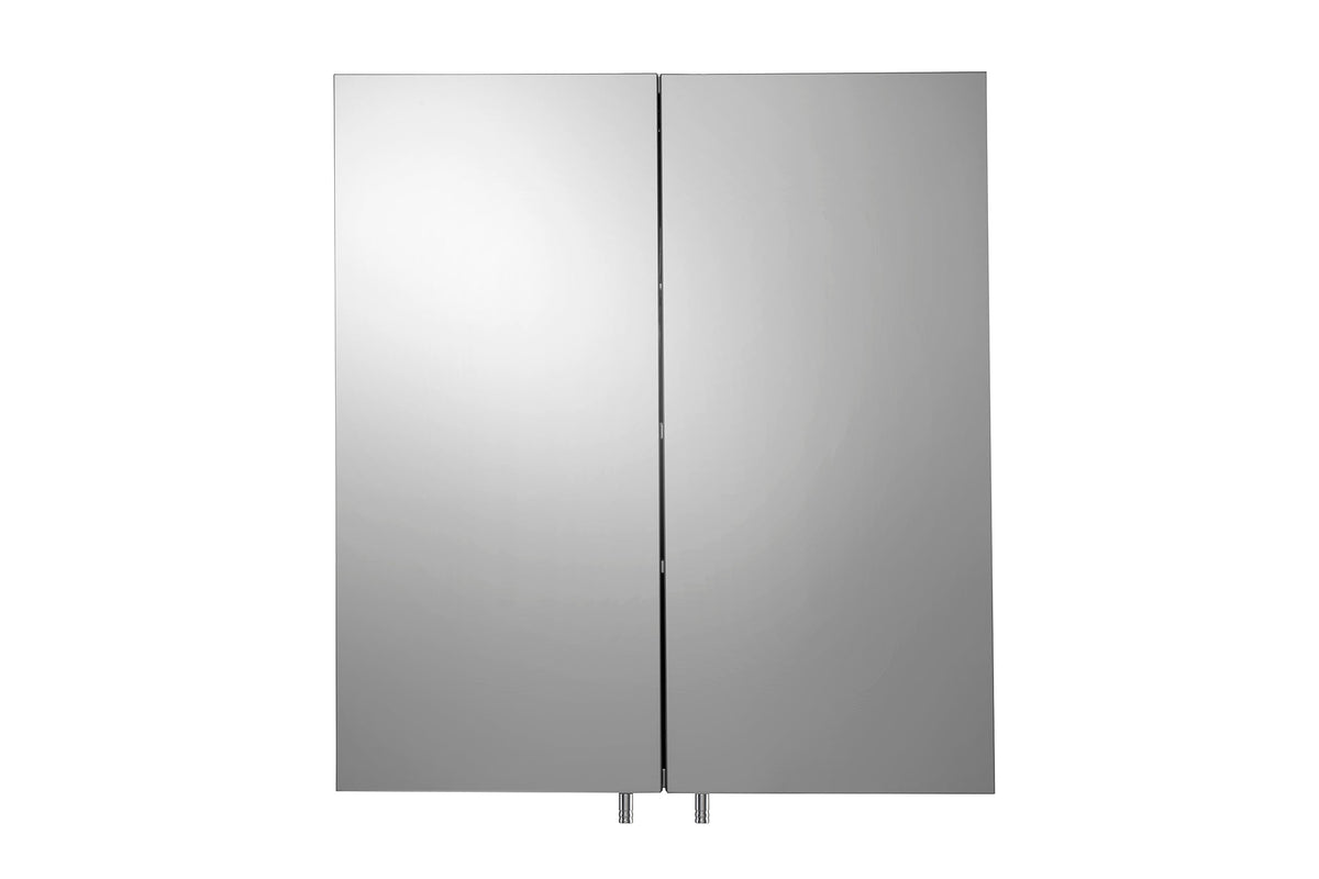 Croydex Cullen Stainless Steel Double Door Cabinet, with Help 'n' Hang Installation System, Mirror Doors, 520x450mm