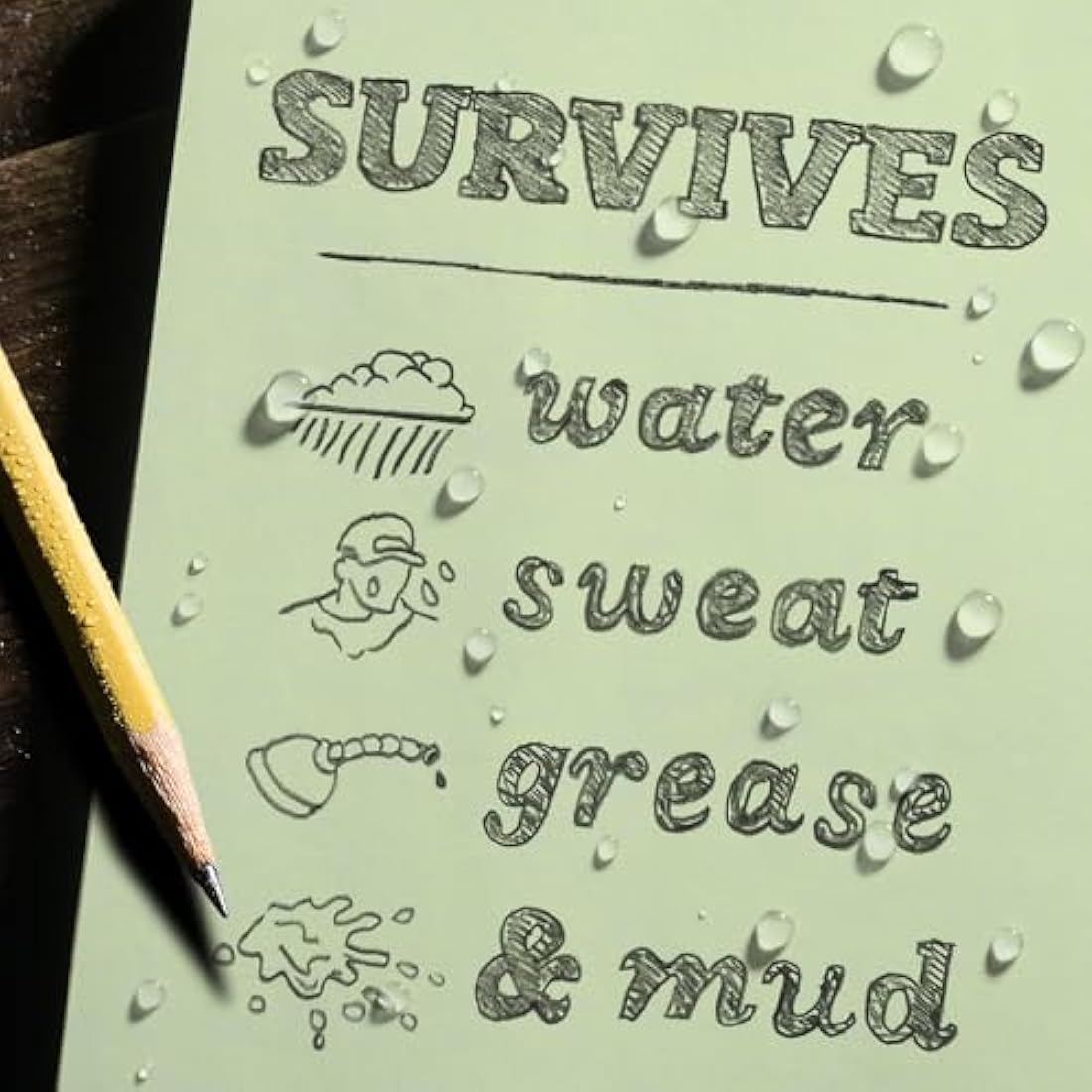 Rite in the Rain Weatherproof Hard Cover Notebook, 6.75" x 8.75", Green Cover, Universal Pattern (No. 970F-LG)