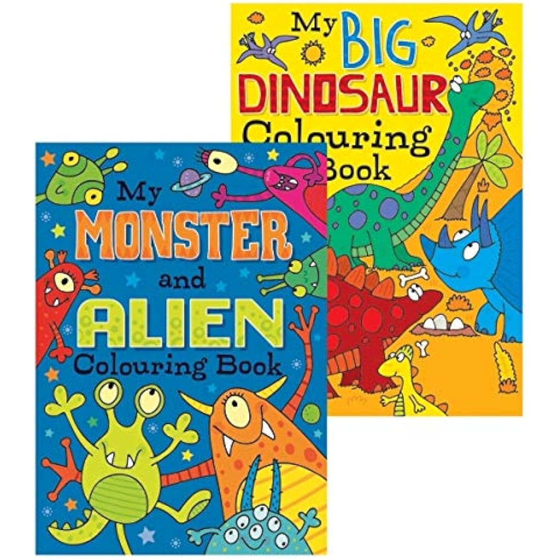 Squiggle - Boys A4 My Monster/Alien & Big Dinosaur Colouring Books - Set of 2