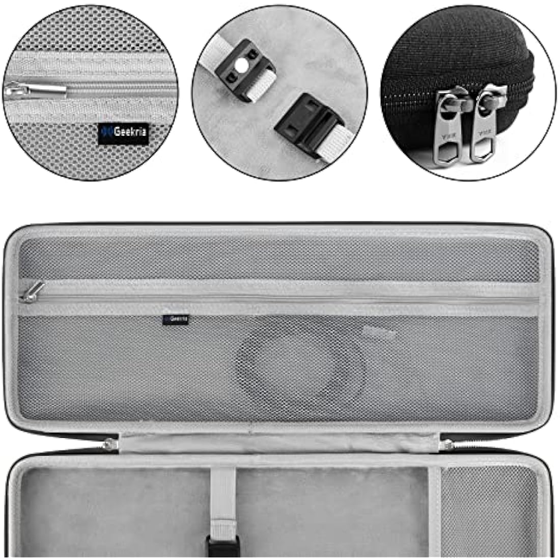 Geekria 75% Keyboard Case, Hard Shell Travel Bag for Compact 84 Key Computer Mechanical Gaming Keyboard, Compatible with Logitech POP Keys/POP ICON Combo/MX Mechanical Mini (Dark Gray)
