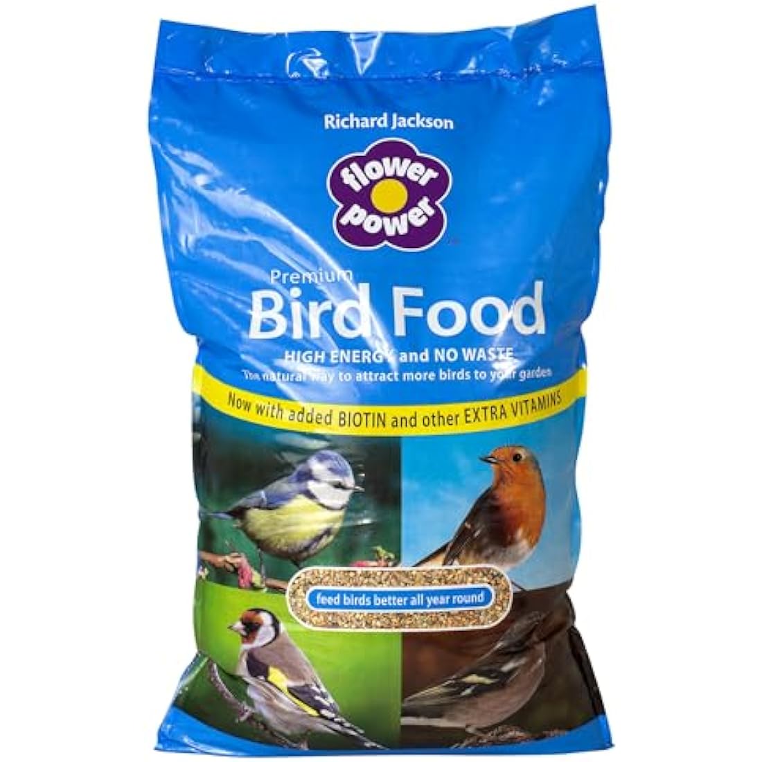 Richard Jackson 12.75kg Premium Bird Food, No Waste Natural High Energy Seeds & Wild Bird Feed Pellets, Flower Power Range