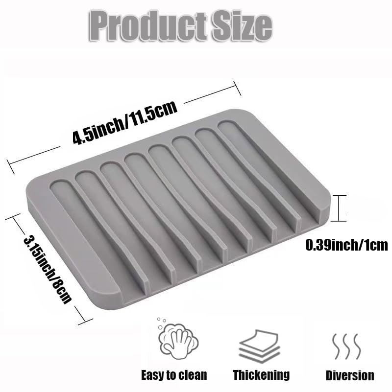 2PCS Silicone Soap Dish, Self-Draining Soap Dish Holder