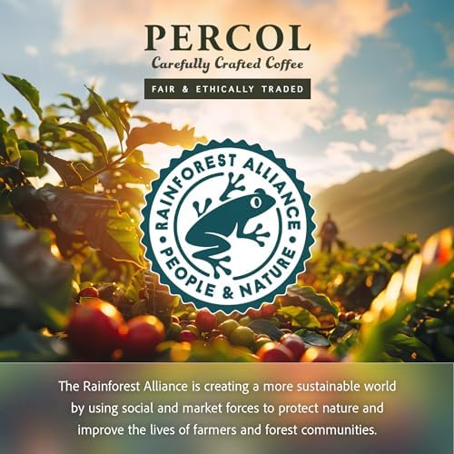 Percol - Smooth Colombian Instant Coffee (6x100g), 100% Hand-Picked Colombian Arabica, Freeze Dried, Light & Fruity Citrus Notes, Strength 3, Sustainable, Metal Lid, Recyclable, Rainforest Alliance