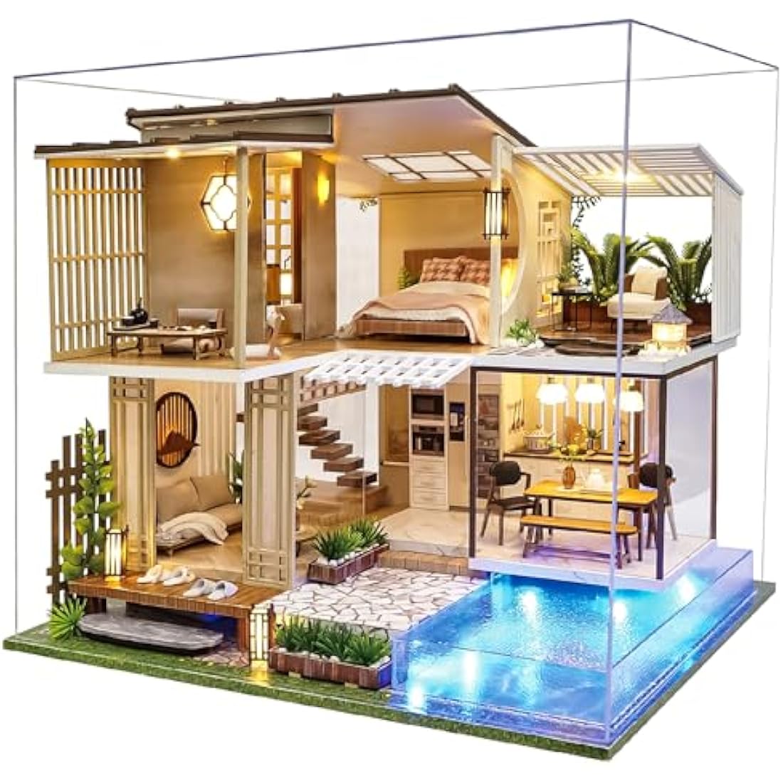 Spilay Diy Miniature House Kit with Furniture, Wooden Mini Doll House Crafts Handmade with Dust Cover & Music Box, 1:24 Creative Room Idea Gift for Adult Friend Lover A085-Elegant and Quiet-Age 14+