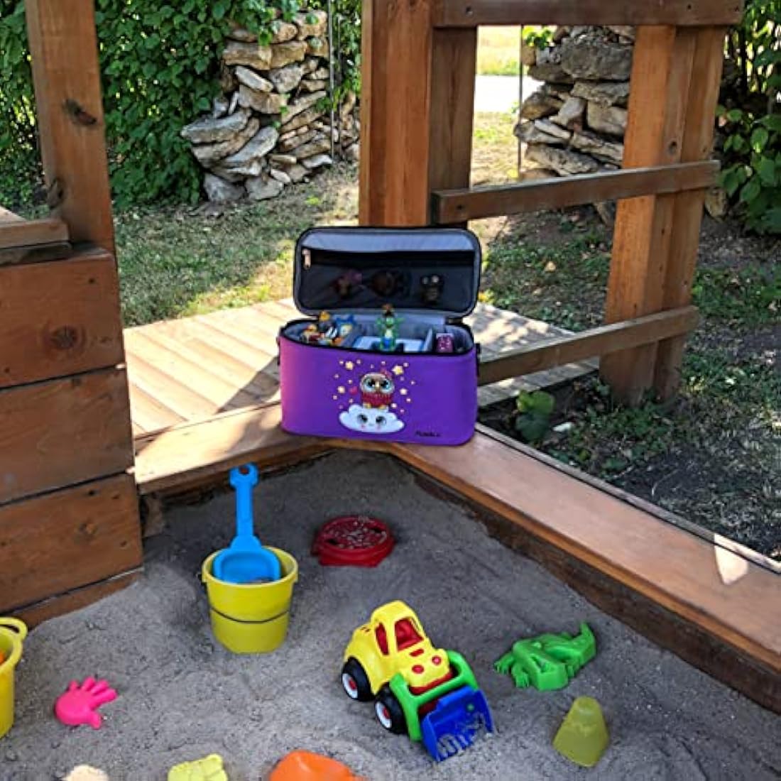 PUNALU Case for Toniebox, Space for 30 Tonies, Charger and Headphones Toniebox Bag (Owls Purple)