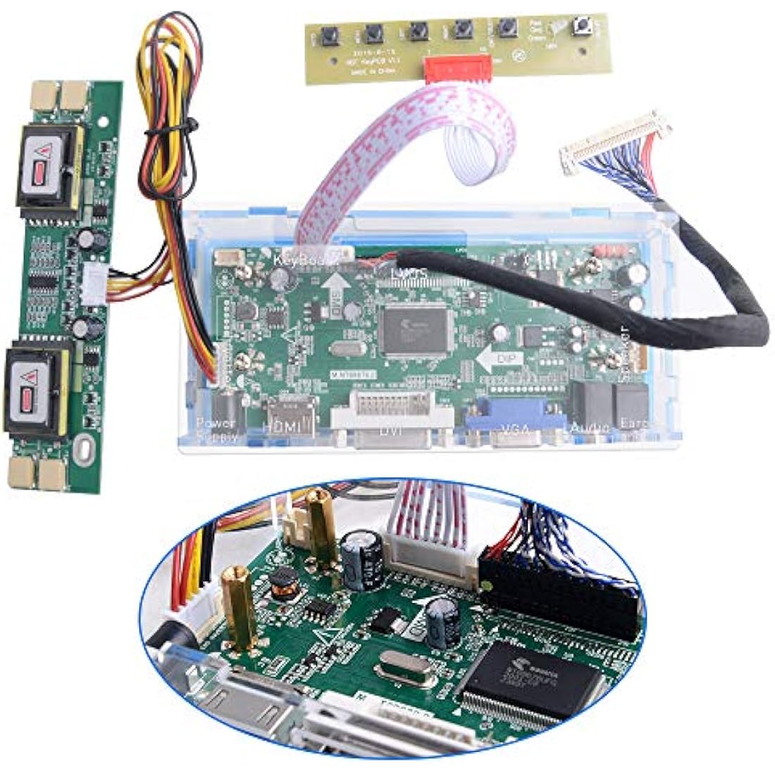 owootecc NT68676 HDMI VGA DVI Arcade Audio Input LCD Controller Driver Board Kit with Acrylic Case For HSD190MEN4 M170EN06 M170EG01 17" 19" 1280x1024 4CCFL 30Pin LCD Panel, Fit for Arcade1Up Monitor