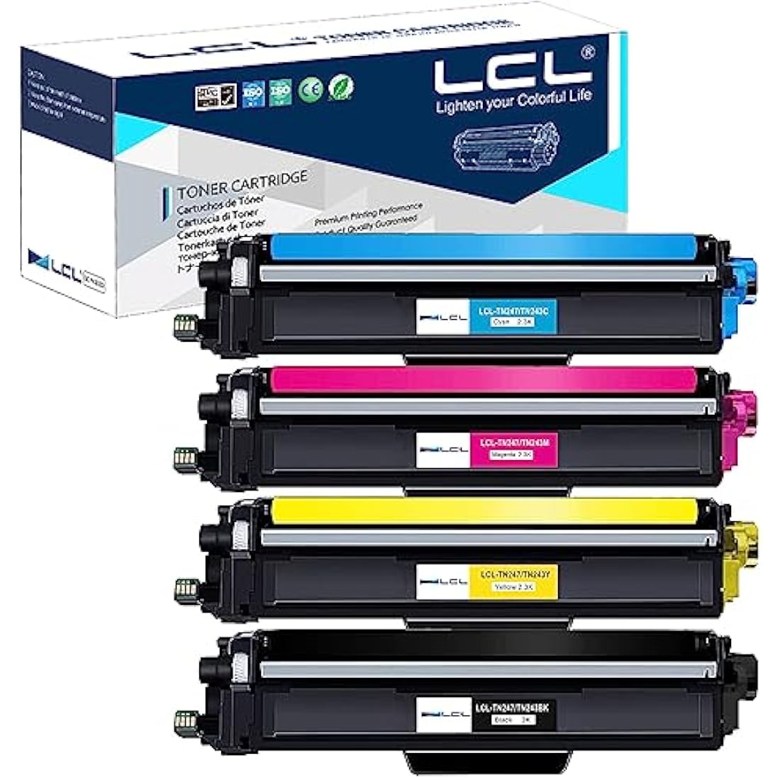 LCL TN247 TN-243CMYK High Yield Toner Cartridge Replacement for Brother TN243 TN-243 TN-247 for HL-L3230CDW L3210CW DCP-L3550CDW DCP-L3510CDW HL-L3270CDW MFC-L3750CDW MFC-L3770CDW (4 Pack)