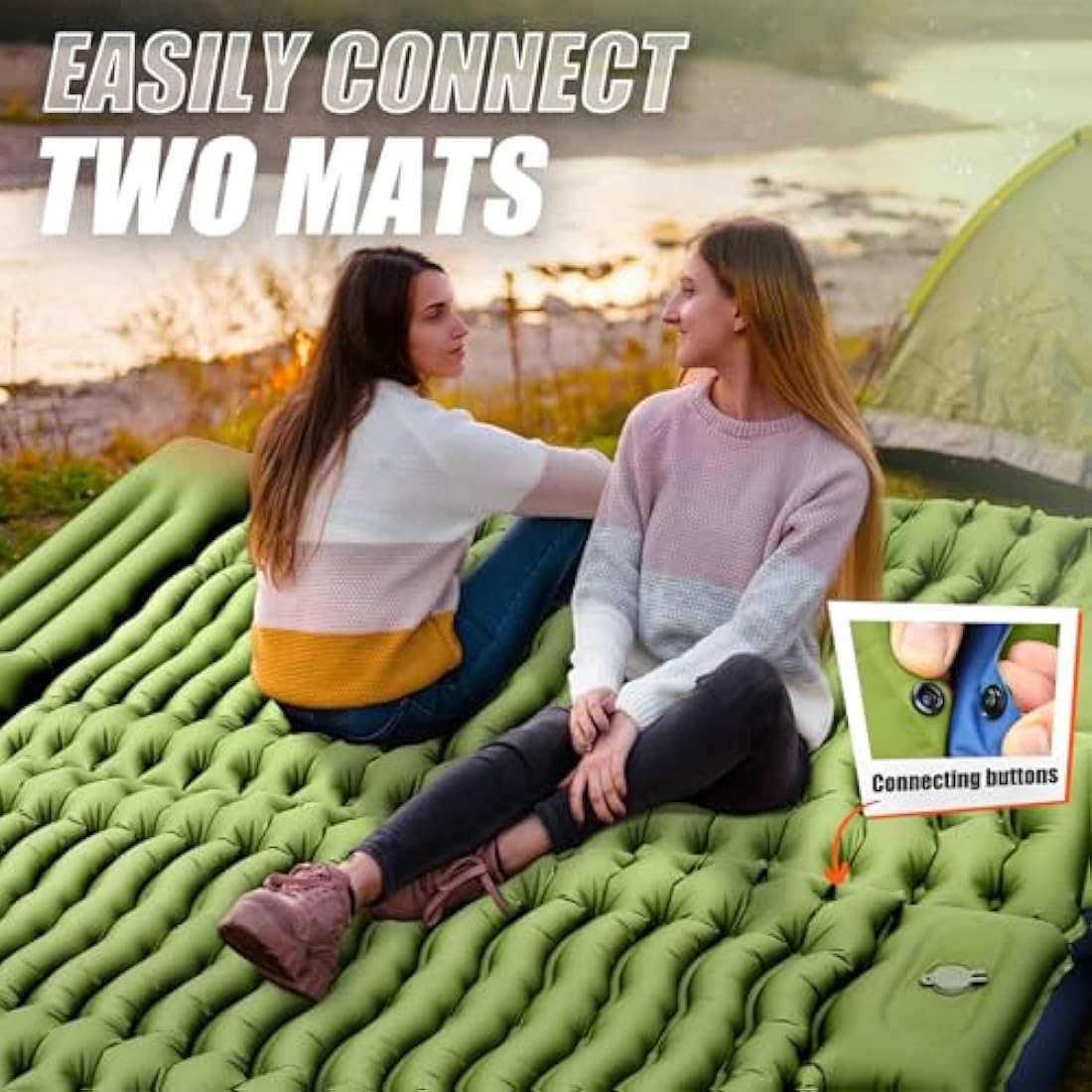 Yuzonc Camping Sleeping Pad, Ultralight Inflatable Camping Mat with Pillow Built-in Foot Pump Portable Inflatable Sleeping Pads Compact for Outdoor Camping, Backpacking, Hiking, Tents