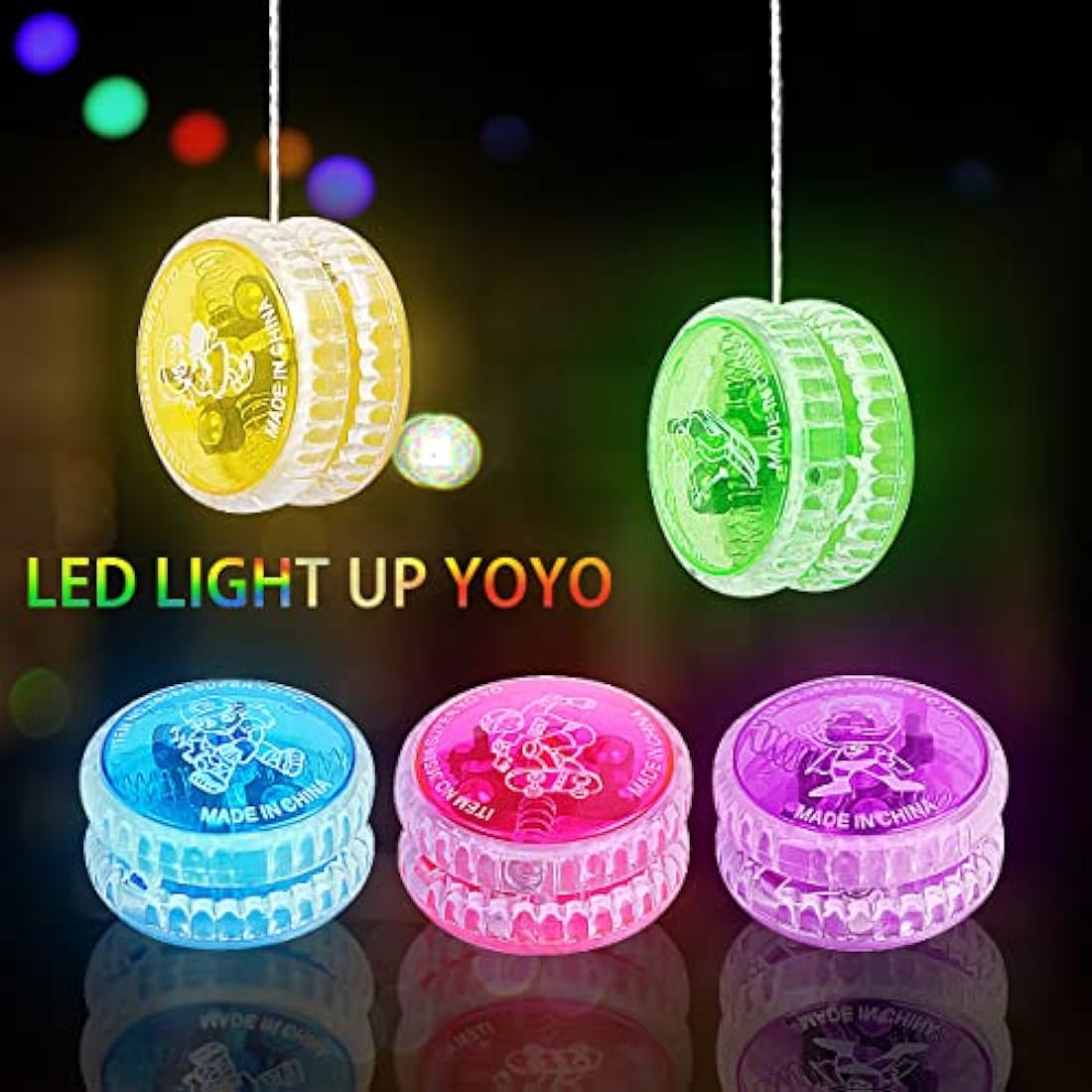 VicBou 15pcs Light Up Yo Yo, Responsive Ball Bearing LED Yoyo, Plastic Loop Yoyo for Kids, Beginner Gifts, Party Favors, Random Color