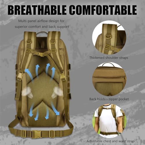 Protector Plus Tactical Travel Backpack 60L Military MOLLE Duffel Bag (Rain Cover & Patch Included)