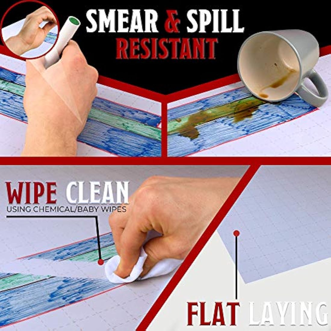 Battle/Game Mat for DnD/D & D Map Dry Erase Anti-stain, Gravity-flat Surface Multi-portable 1 inch Square/Hex Grid 36 x 24 inch Play Dungeons and Dragons, Warhammer 40k, RPG Tabletop