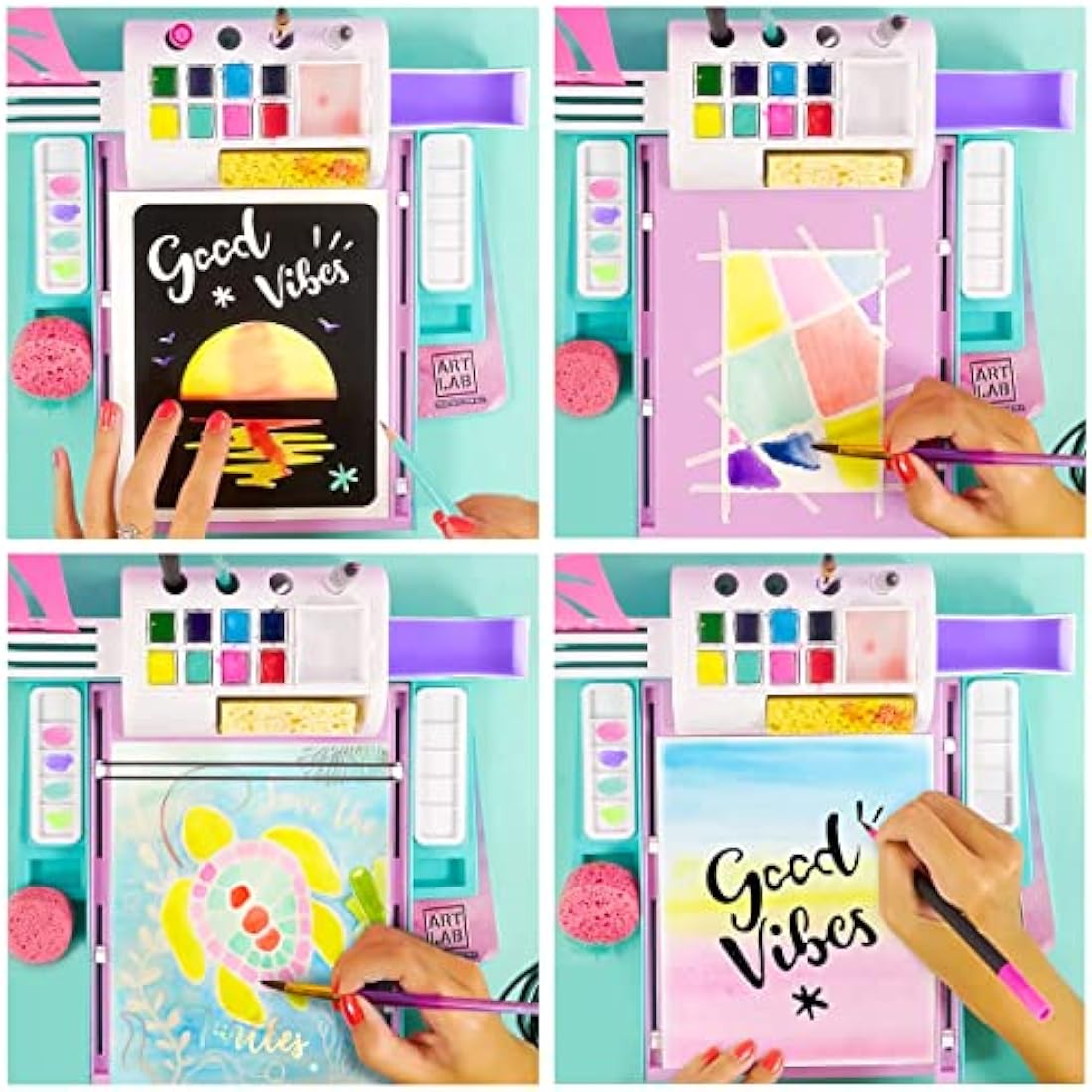 Watercolour Studio, All-in-One Studio, 8 Paints, 15 Watercolour Sheets, 14 Tools + Accessories, Learn 6 Fun Techniques! For Ages 6+