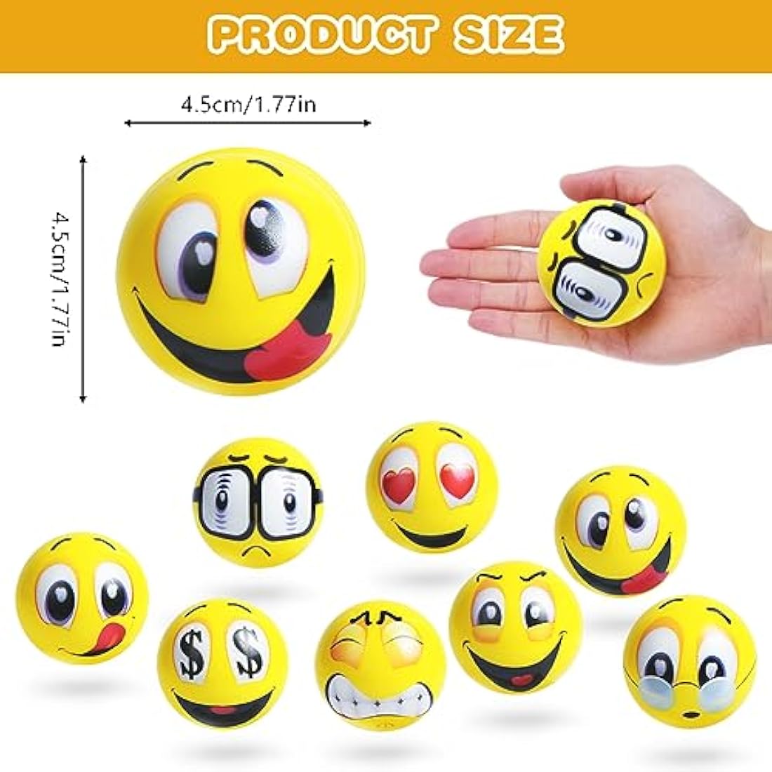 Ainiv Funny Face Squeeze Stress Balls, 20pcs Stress Relief Ball, Sensory Stress Ball for Kids and Adults, Hand Exercise Stress Relief Balls, Squeeze Toys for Anxiety, Fidget, Tension, Manage Anger