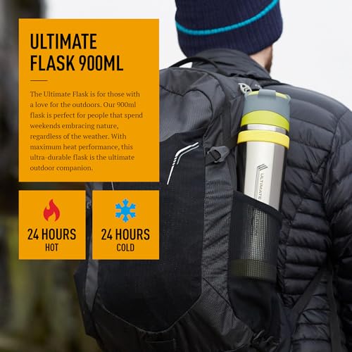 Thermos - Matt Black Ultimate Flask (900ml), Reusable Insulated Stainless Steel Thermal Coffee Cup for Hot or Cold Drinks, Vacuum Sealed Water Flask