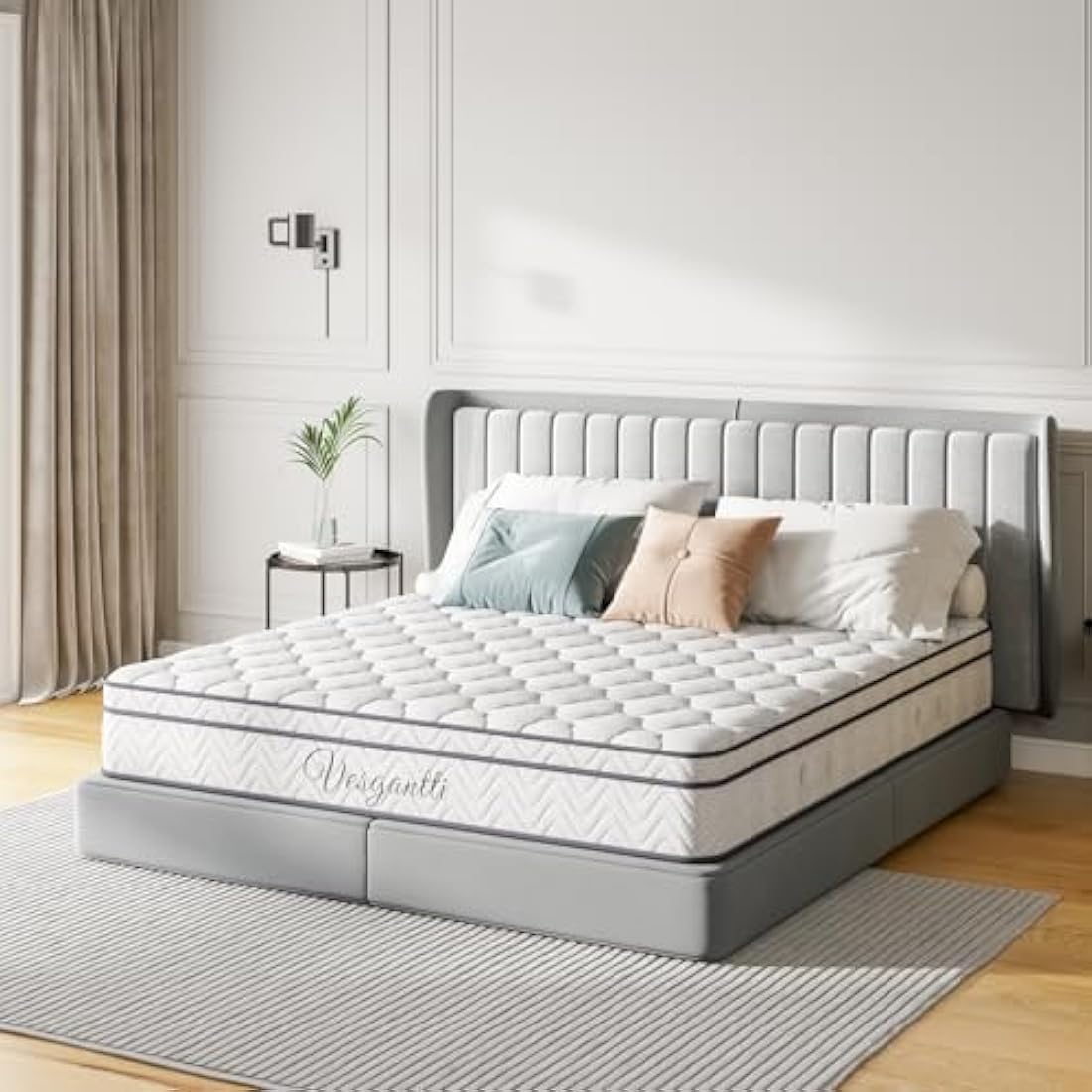 Vesgantti Small Single Mattress 75 x 190cm, 10.3 Inch Hybrid Mattress with Breathable Foam and Individually Pocket Spring - Medium Firm, Classic Box Top Collection