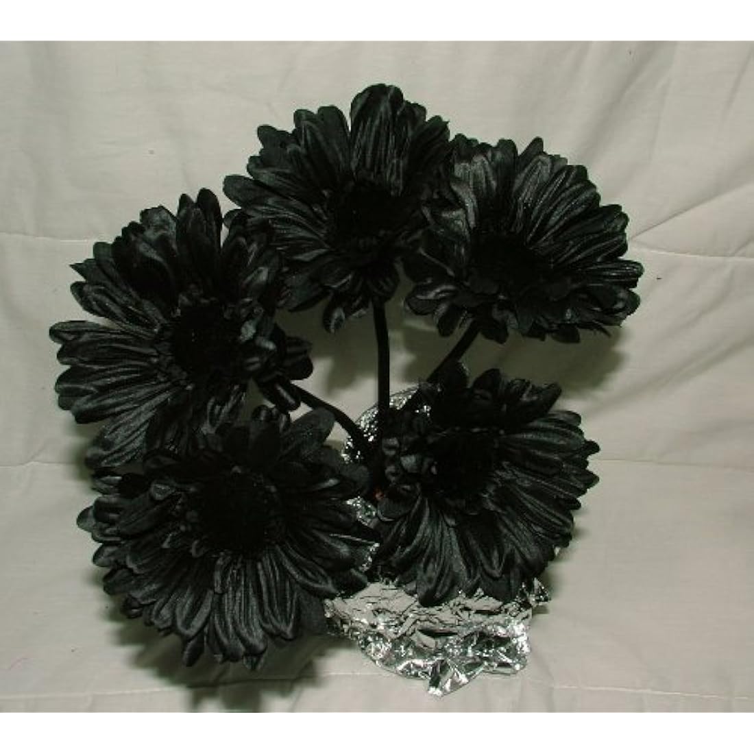 Artificial Single Stem Gerbera with Big Bloom - very dramatic - home garden (12 Pack, Black)