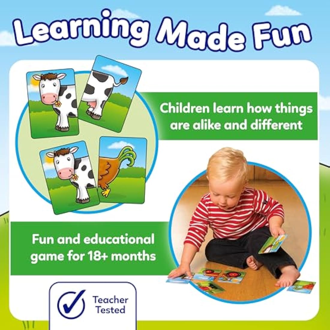 Orchard Toys Farmyard Heads and Tails Game, Memory & Matching Pairs Card Game, Educational Games and Toys for Toddler and Preschool, 18-Month-Old and Up