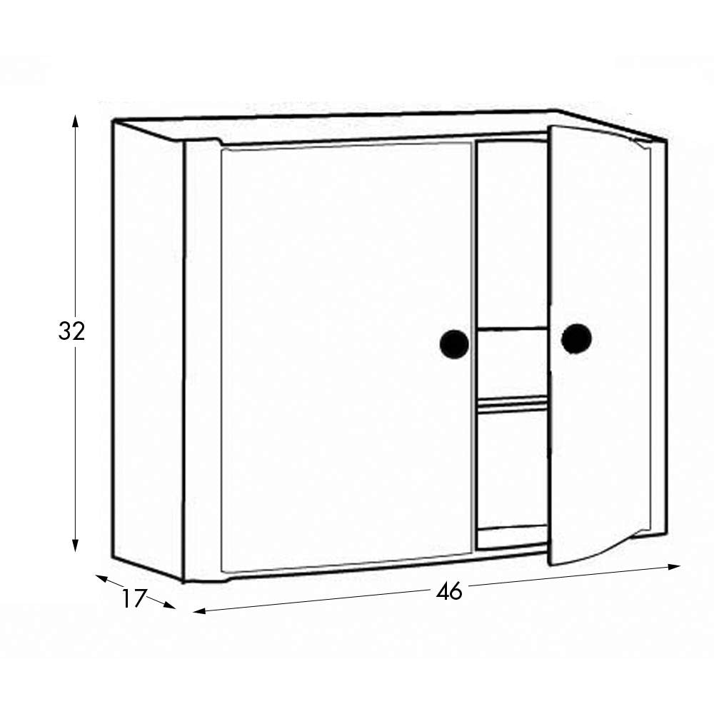 TATAY Horizontal plastic cabinet, white colour, 2 doors without knobs, and removable inner shelf.