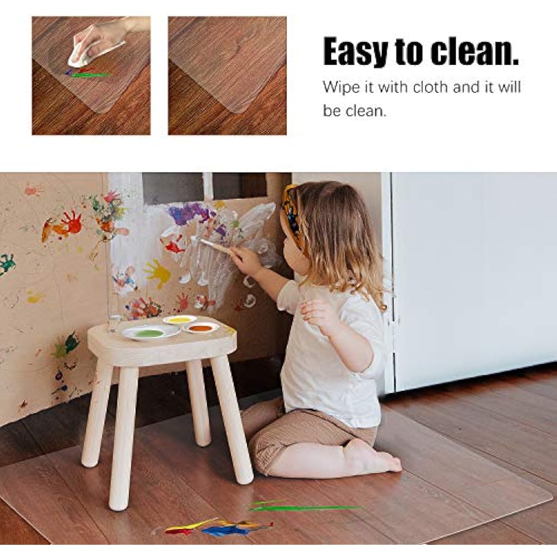 Kuyal Clear Chair mat for Hard Floors 90x120cm (3'x4') Transparent Floor Mats Wood/Tile Protection Mat for Office & Home