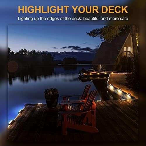 Solpex Solar Step Lights 16 Pack, Solar Outdoor Lights for Fence,Waterproof Solar Powered Outdoor Light for Deck Porch Stair Railings Deck Yard Garden Patio Pool Decorations (Warm White,Brown)