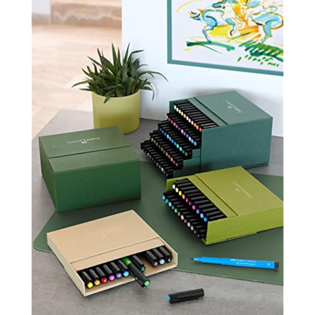 Faber-Castell Art & Graphic Pitt Artist Pen Brush India Ink Pen, Multicoloured, Studio Box Of 60, For Art, Craft, Drawing, Sketching, Home, School, University, Colouring