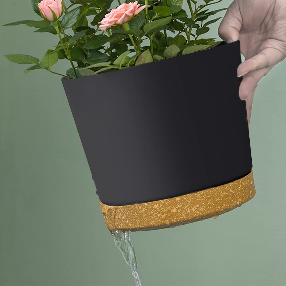 ZMTECH 30.5cm Plant Pots, Modern Planters with Drainage Holes and Detachable Saucer, Plastic Flower Pots for Plants for House Garden Windowsill (Set