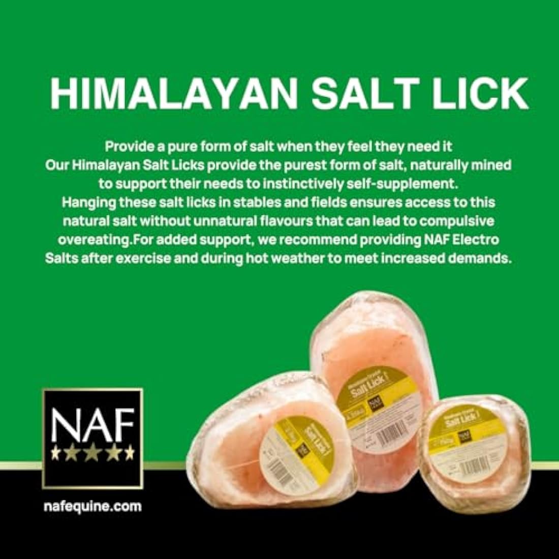 NAF Himalayan Salt Lick Small – Natural Rock Salt Lick for Horses & Ponies – Rich in Essential Minerals & Trace Elements – Long-Lasting & Weather-Resistant – With Rope for Easy Hanging