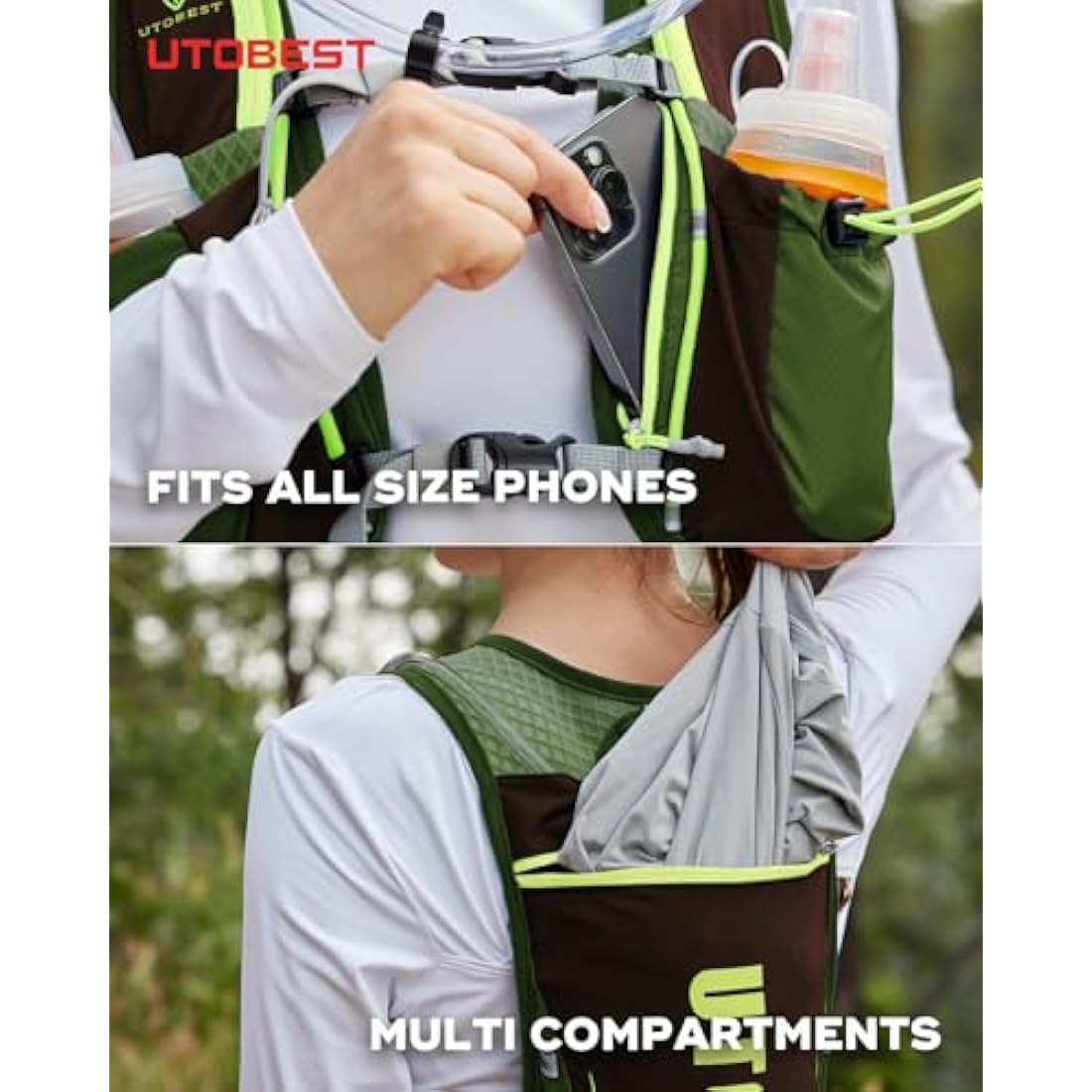 UTOBEST Running Vest Running Backpacks Lightweight Functional Hydration Pack 5L, with 1.5L Hydration Bladder