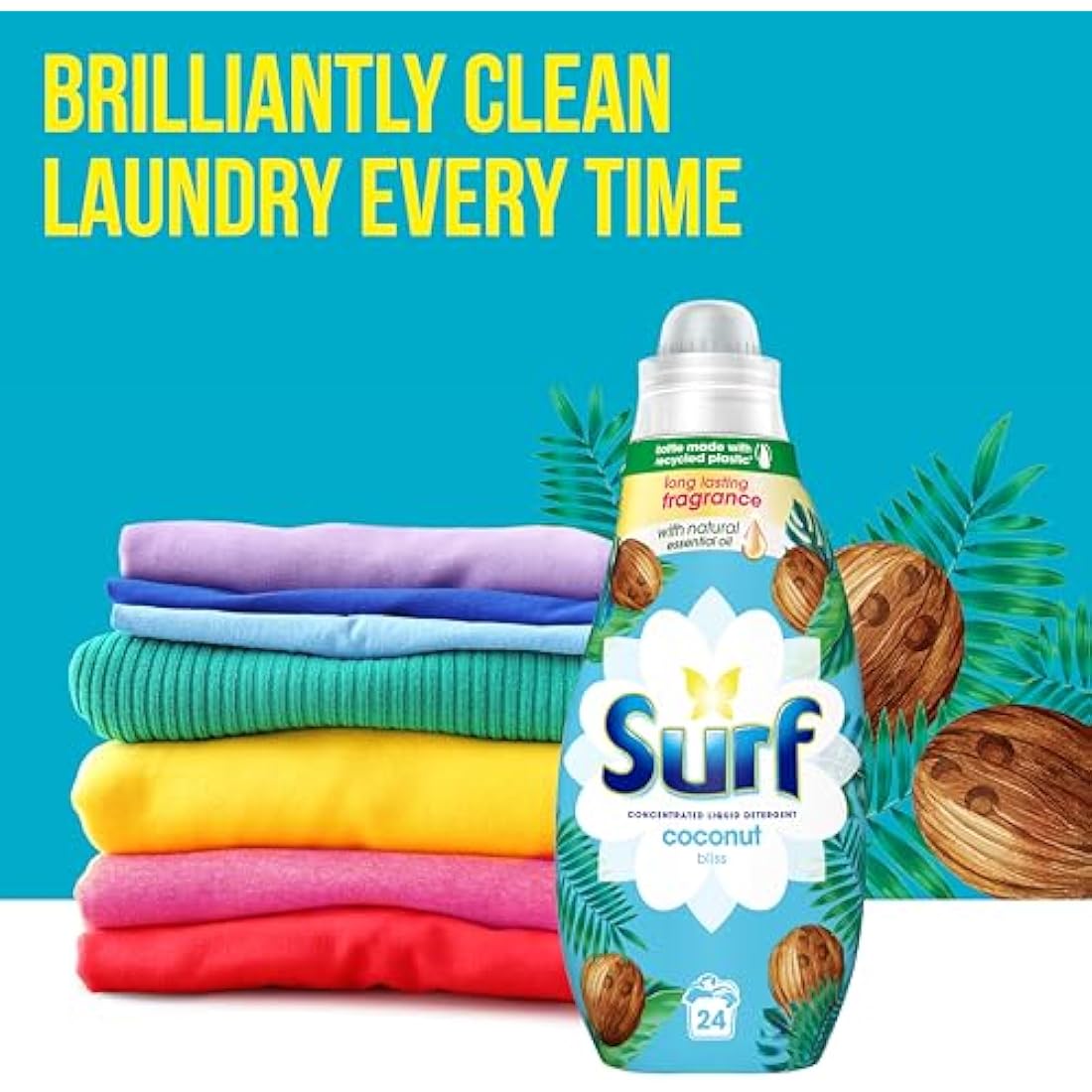 Surf Coconut Bliss Concentrated Liquid Laundry Detergent infused with natural essential oils for fresh and clean washing 8x 24 washes (192 washes)