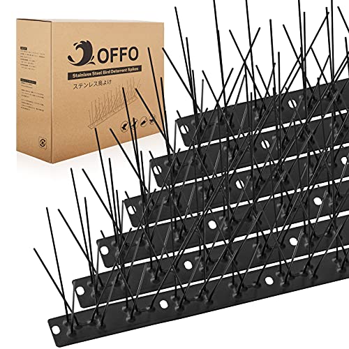 OFFO Bird Spikes Pre-Assembled for Roofs and Windows, Durable Pigeon Spikes for Deterring Crows, Seagulls and Small Birds, Bird Deterrent Spikes Set