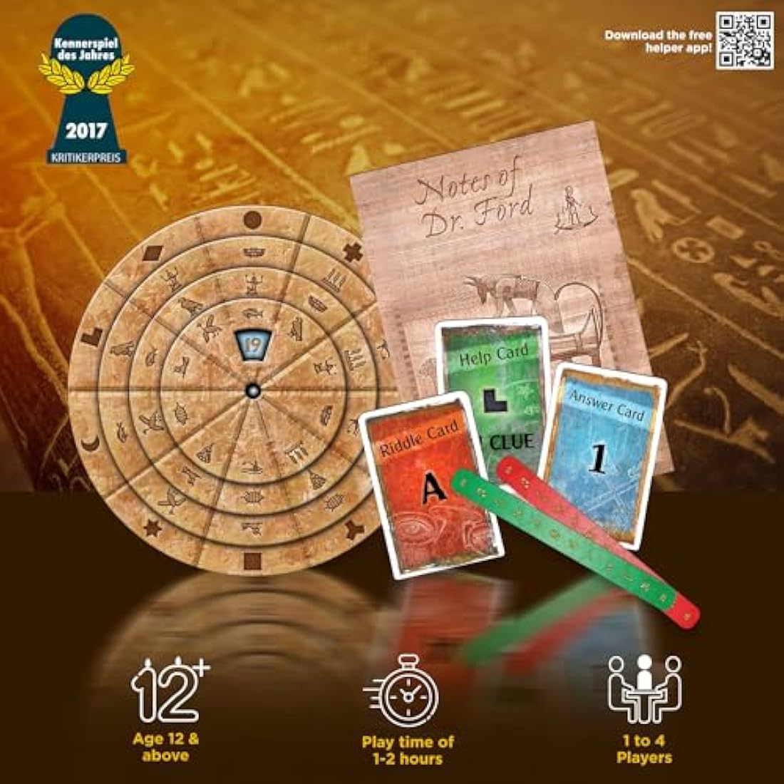 Thames & Kosmos - EXIT: The Pharaoh's Tomb - Level: 4/5 - Unique Escape Room Game - 1-4 Players - Puzzle Solving Strategy Board Games for Adults & Kids, Ages 12+ - 692698