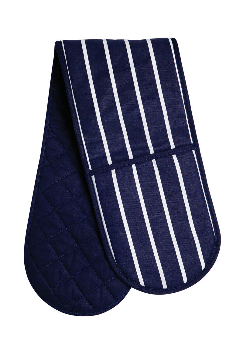 Navy Double Oven Glove | Butcher Stripe