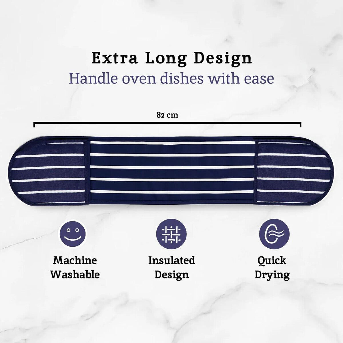 Navy Double Oven Glove | Butcher Stripe