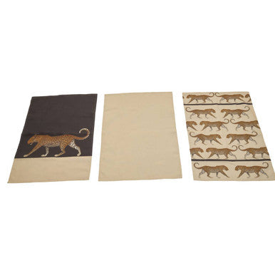 Set of 3 Leopard Print Tea Towels | London Leo