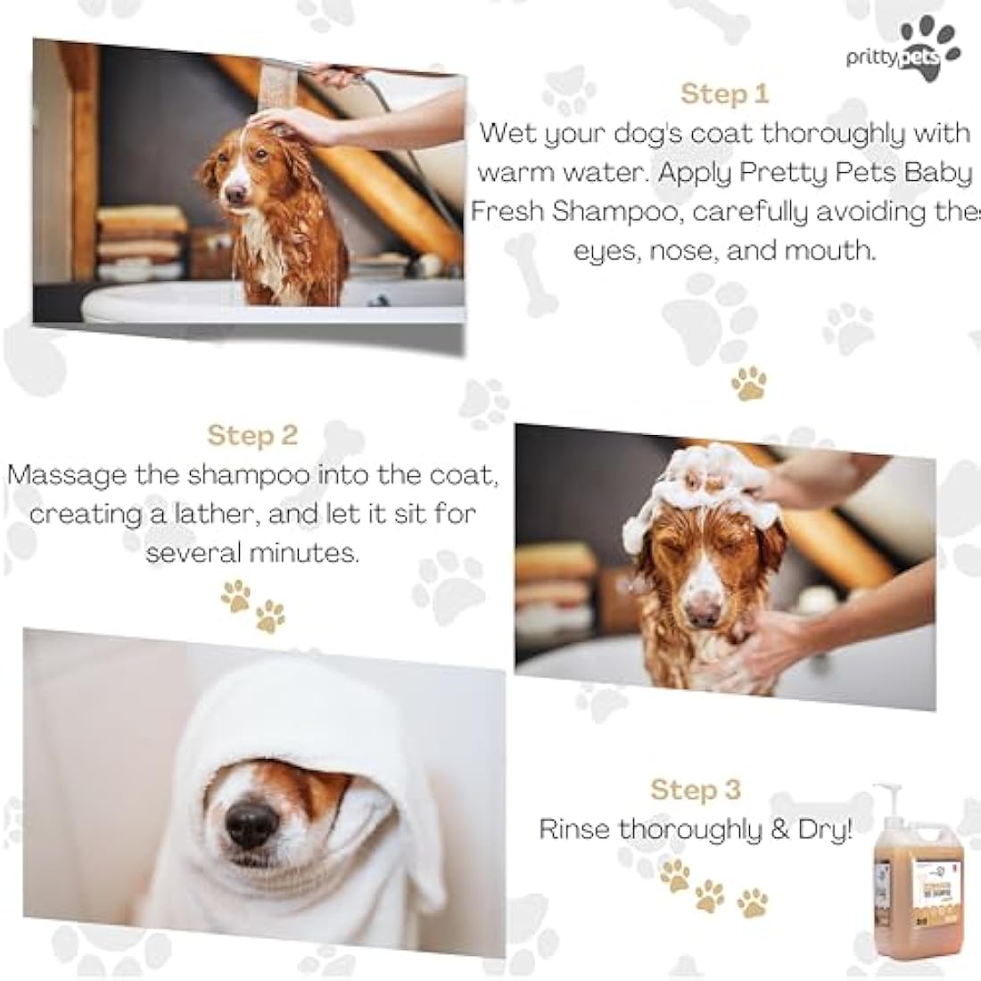 Oatmeal Dog Shampoo PRITTY PETS 5 LITRE Oatmeal Shampoo for Dogs - Professional PH Balanced, Cruelty Free, Silicone & Paraban Free, Puppy Friendly Dog Grooming Shampoo - Made in the UK (5L with Pump)