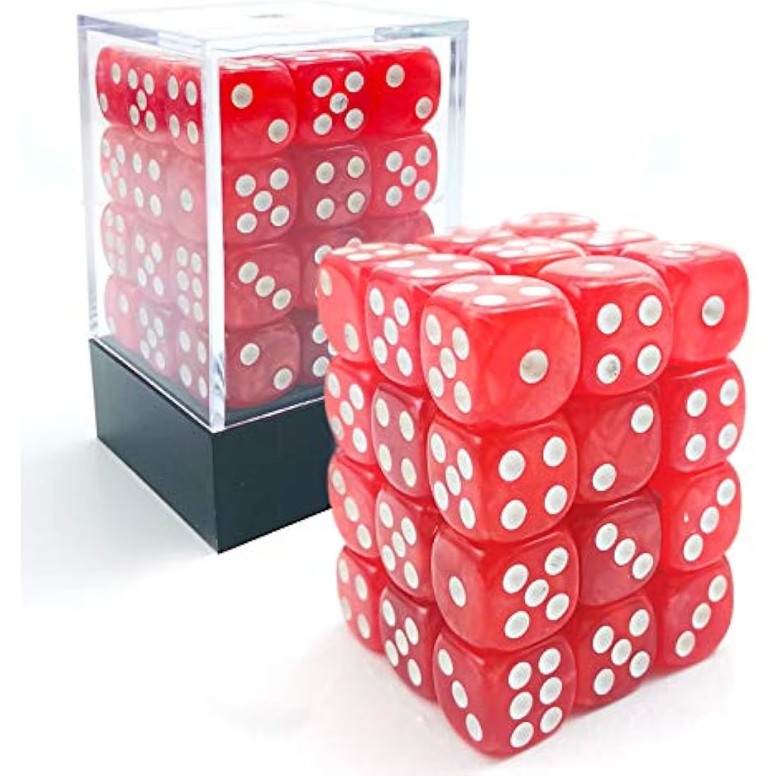 Bescon 12mm 6 Sided Dice 36 in Brick Box, 12mm Six Sided Die (36) Block of Dice, Marble Red