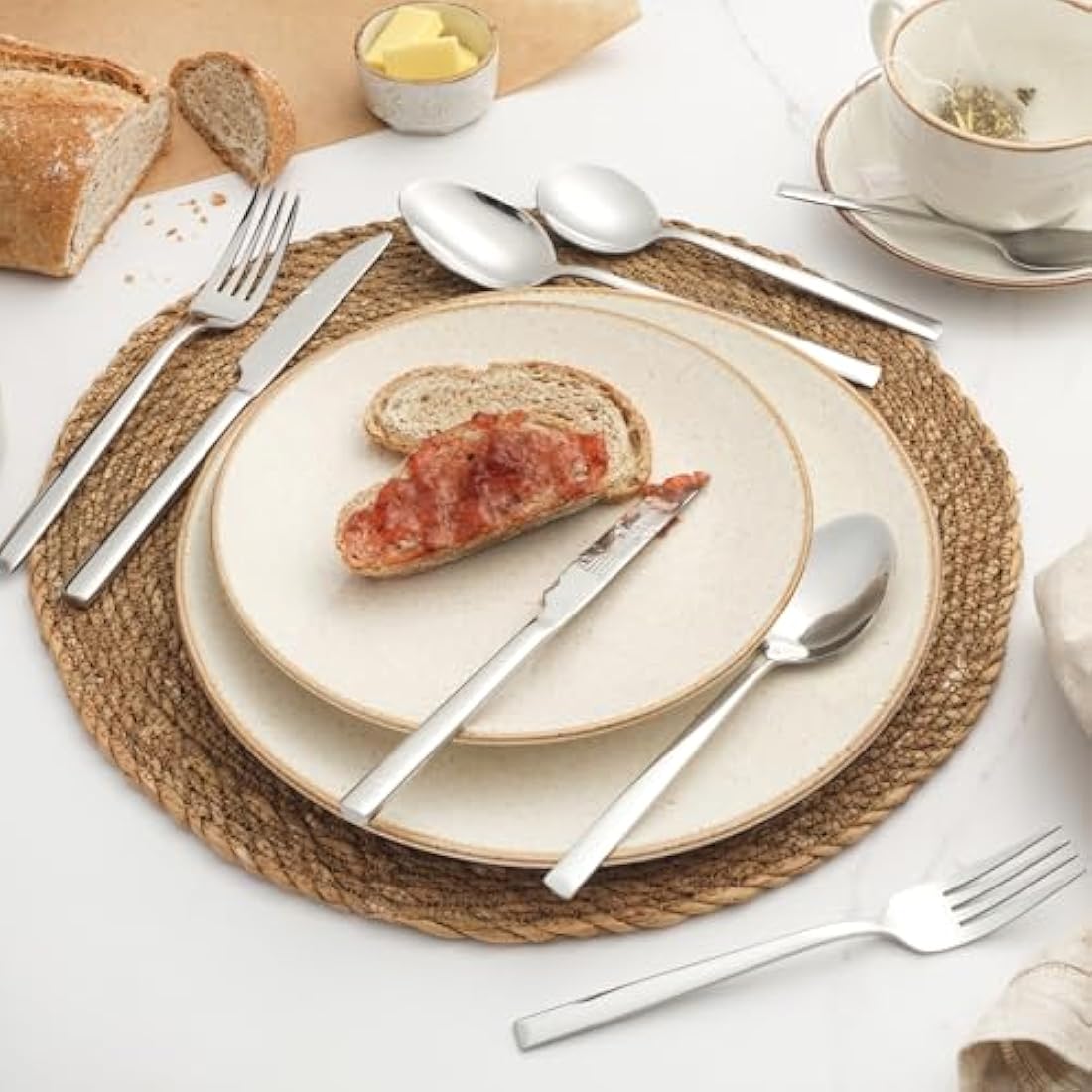 Salter Winslow 44 Piece Cutlery Set – 18/0 Stainless Steel Silverware, Service for 6 People, Includes Knives, Forks, Teaspoons, Soup Spoons, Serving Spoons and Dessert Cutlery, 25 Year Guarantee