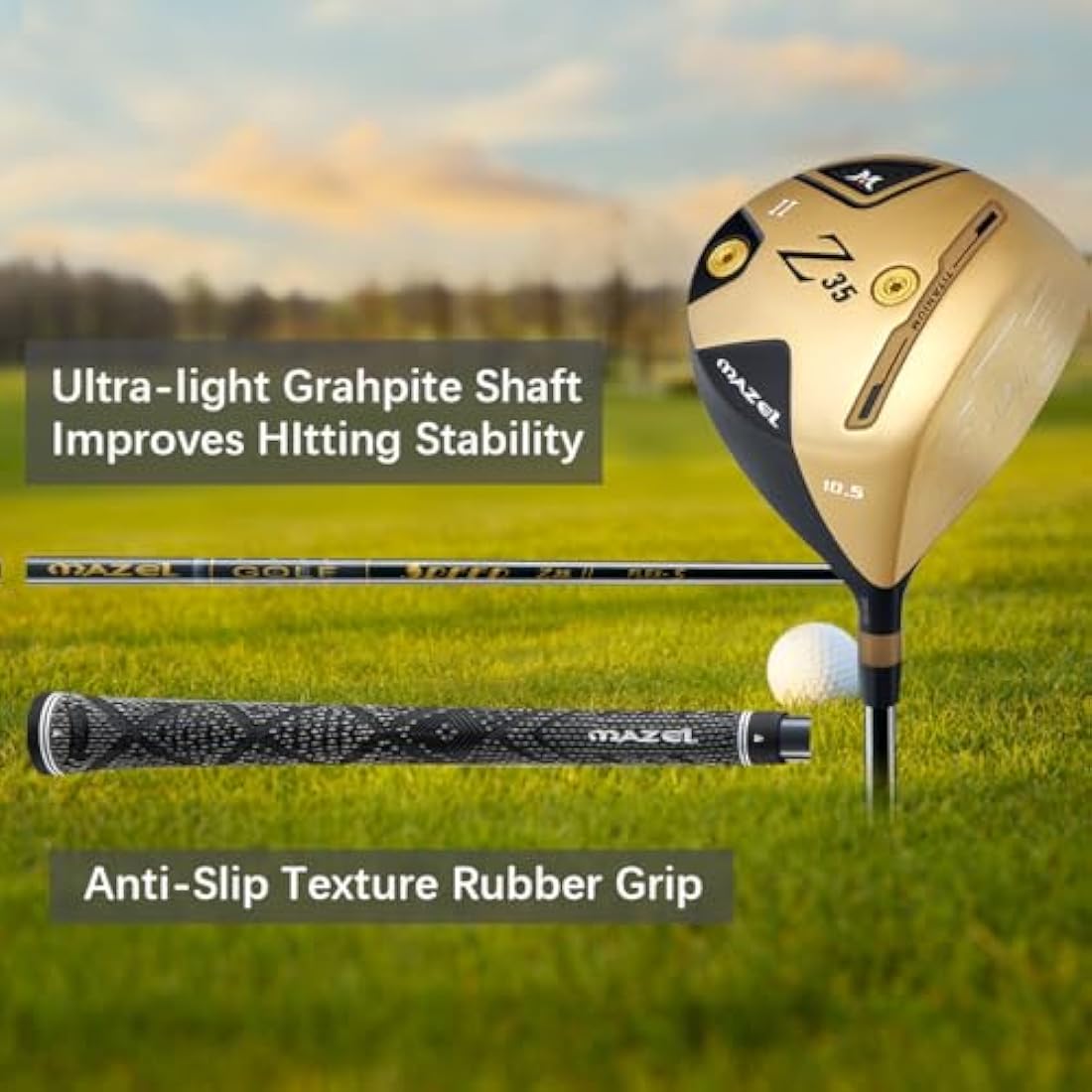 MAZEL Titanium Golf Driver for Men 460CC Right Handed, Premium Cup Face Design Maximize Ball Distance