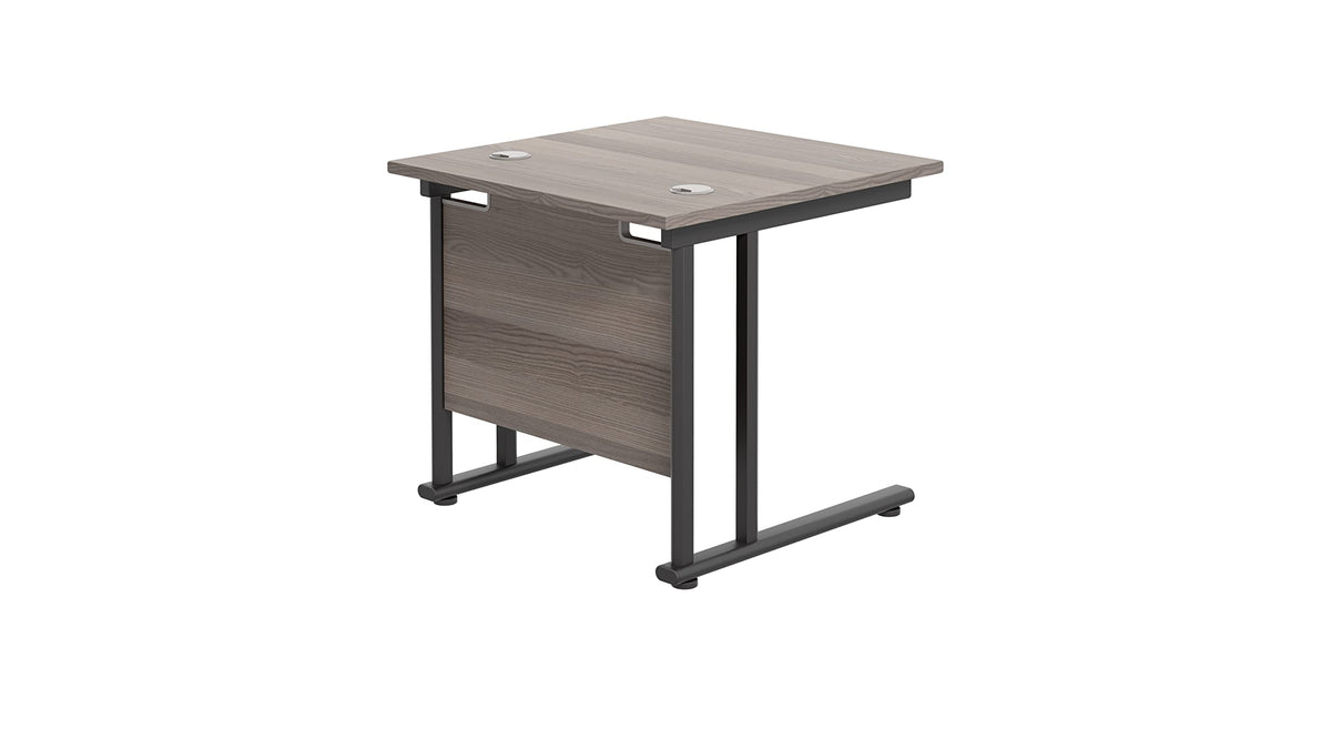 Office Hippo Heavy Duty Rectangular Cantilever Office Desk, Grey Oak Top/Black Frame, 80 x 80 cm